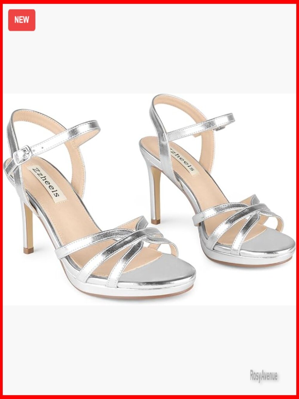 Women's Platform Heeled Sandals with Ankle Strap 4 Inch Stilettos